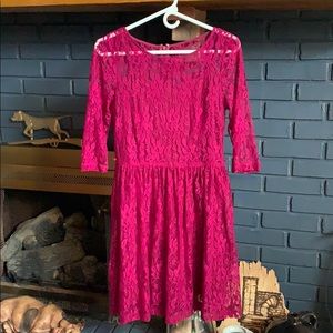 Size 6 AB Studio magenta lace dress with slip